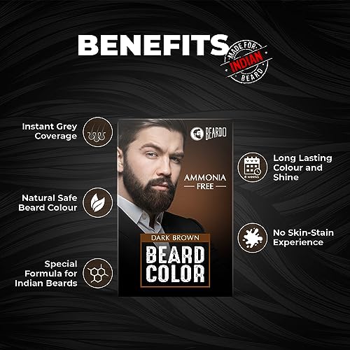 Image of Beardo Beard Color For Men - Natural Brown, 70ml | Long Lasting | No Ammonia | Easy to apply, No Stain Beard Hair Colour for men | Skin Friendly Hair dye