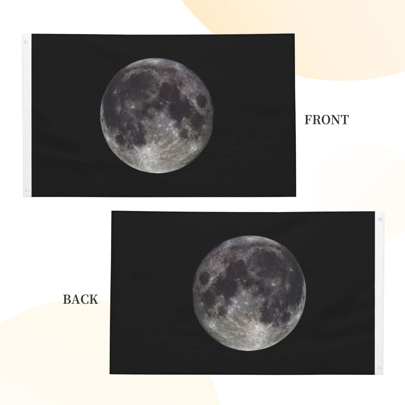 Bandiera Da Esterno 90x150 Cm Tre Lupi E Luna - Doppia Faccia Con Occhielli Metallici - Decorazione Giardino, Terrazzo, Campeggio