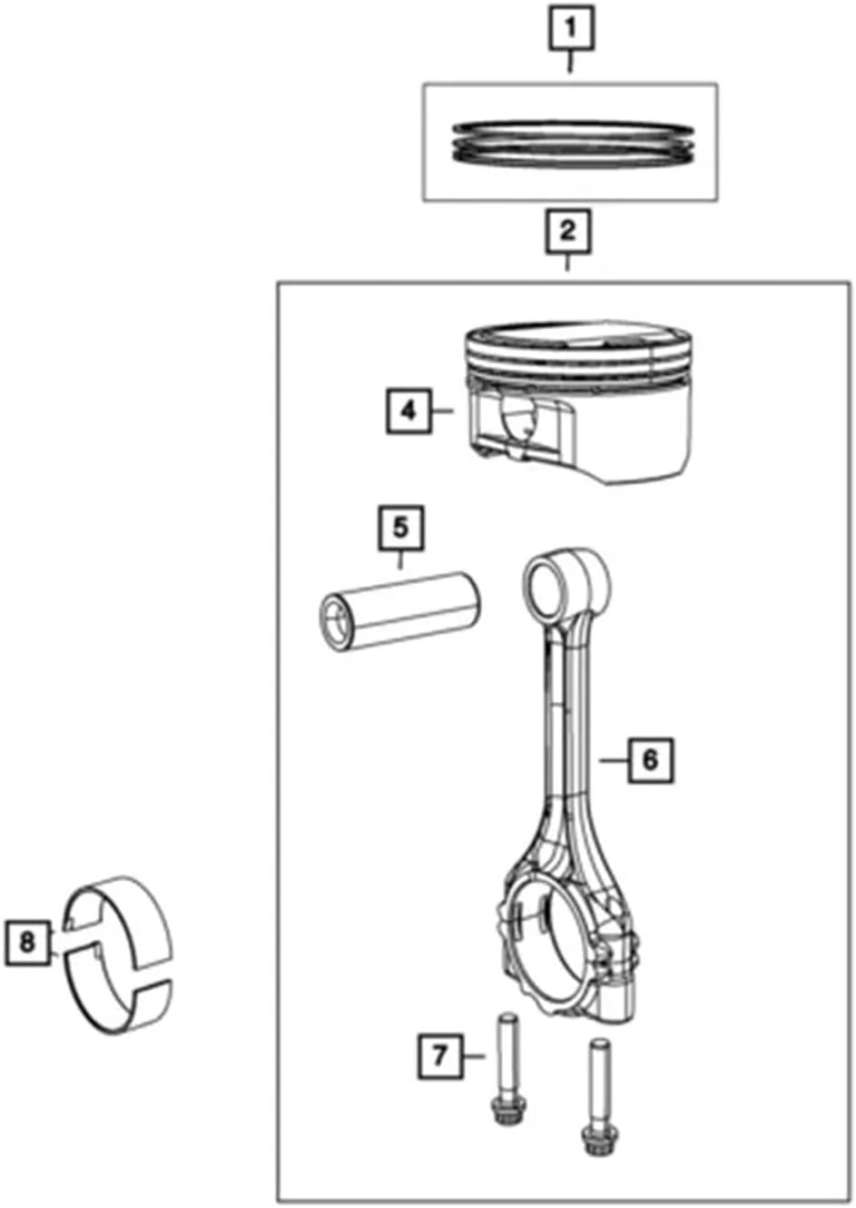 1Set Piston Pin & Con Rod Compatible For Chrysler/Dodge/Jeep Compatible For Ram 3.6L 5184347AH 05184347AG 05184347AF Car Engine Replacement Parts