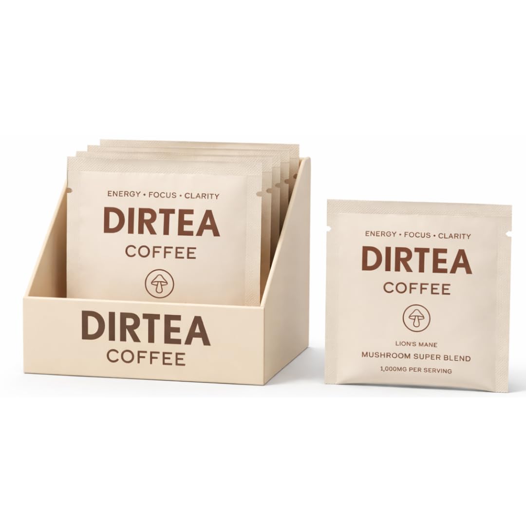 DIRTEA Coffee Sachets (7 x 2.5g) - 1,000mg Organic Lion's Mane, Vitamin B Complex, Arabica Beans with B6, B12 & Folic Acid