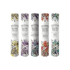 Poo-Pourri Before-You-Go Toilet Spray, Travel Essentials, .34 Fl Oz, In A Pinch Variety 5 Pack, Each Up to 20 Uses, On-The-Go Bathroom Odor Deodorizer with Essential Oils, TSA Approved Size, 5 Scents
