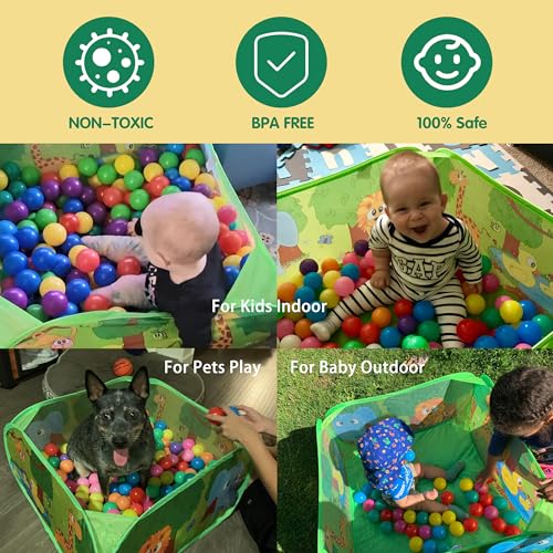 PLAY 10 Ball Pit with 50 Balls, Pop-up Kids Pit Balls Pool, Play Tent for Babies Toddlers Boy Girls, Indoor Outdoor Play 29.5\'\'x29.5\'\'x11.8\'\'