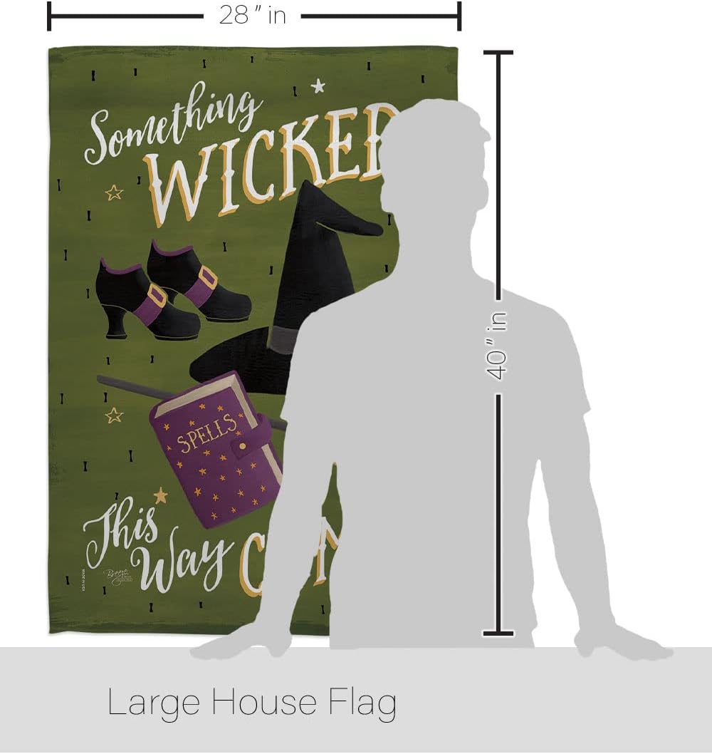 Something Wicked House Flag - Pack Fall Halloween Witch Trick or Treat Spooky Night Black Cat Season Autumntime Pumpkin USA Vintage Applique - Banner Small Garden Yard Gift Double-Sided 28 X 40