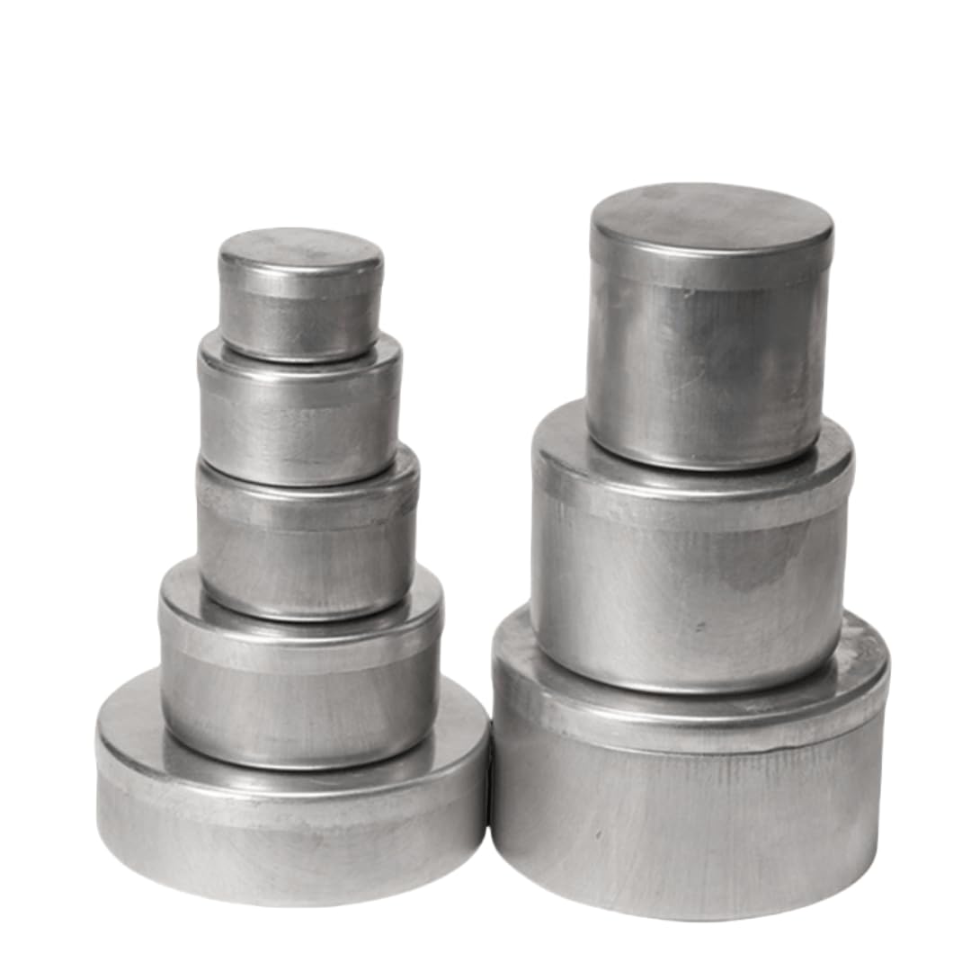 Juego de cajas de almacenamiento redondas de aluminio de 5 piezas: contenedores versátiles for pesaje y embalaje de muestras(100x 35mm)