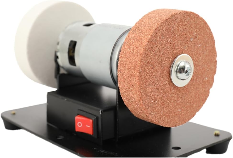 Mini Bench Grinder with 2 Wheels Benchtop Grind Sander, Electric Multi-Purpose Grinding Machine Table Grinding Machine Grinder Tool for Sharpen Metal Wood, Knife Making, Jewelry Buffing