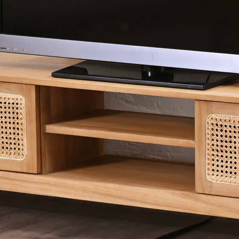 Amazon｜テレビ台 ローボード 150cm幅 完成品 TV 収納 木製 チーク