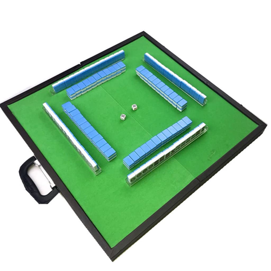 Chiński mahjong zestaw mahjong składany stół mahjong, mały podróżny zestaw mahjong 144 płytki melaminowe na podróż imprezę rodzinną gra prezent,kolor: A, rozmiar: 26 x 18 x 14 mm