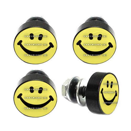 4 Black Billet Smile License Plate Frame Bolts Motorcycle Custom Tag Fastener Style-9856-5310