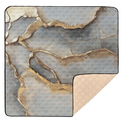 Alfombra de juego de espuma suave para bebés de mármol gris beige para interiores y exteriores, impermeable, para actividades en el tiempo de barriga, para bebés y niños pequeños, 50 x 50 pulgadas