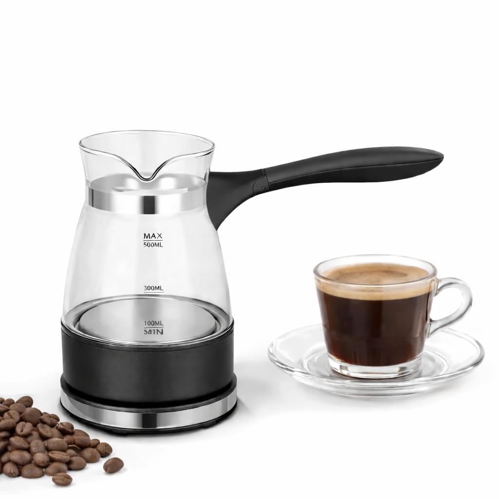Electric Turkish Coffee Maker | Glass Electric Kettle | Fast Heating Coffee Pot | Tea Milk Water Boiler | Heat Resistant Handle | Compact Travel Electric Pot | Home Office Kitchen Use | 500 ML-image-46