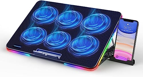 LIANGSTAR Refroidisseur PC pour Ordinateur Portable,10 éclairage RGB Les Modes & 7 Hauteur Réglable, 2 Lndépendant La Vitesse Contrôler, Parfait pour...