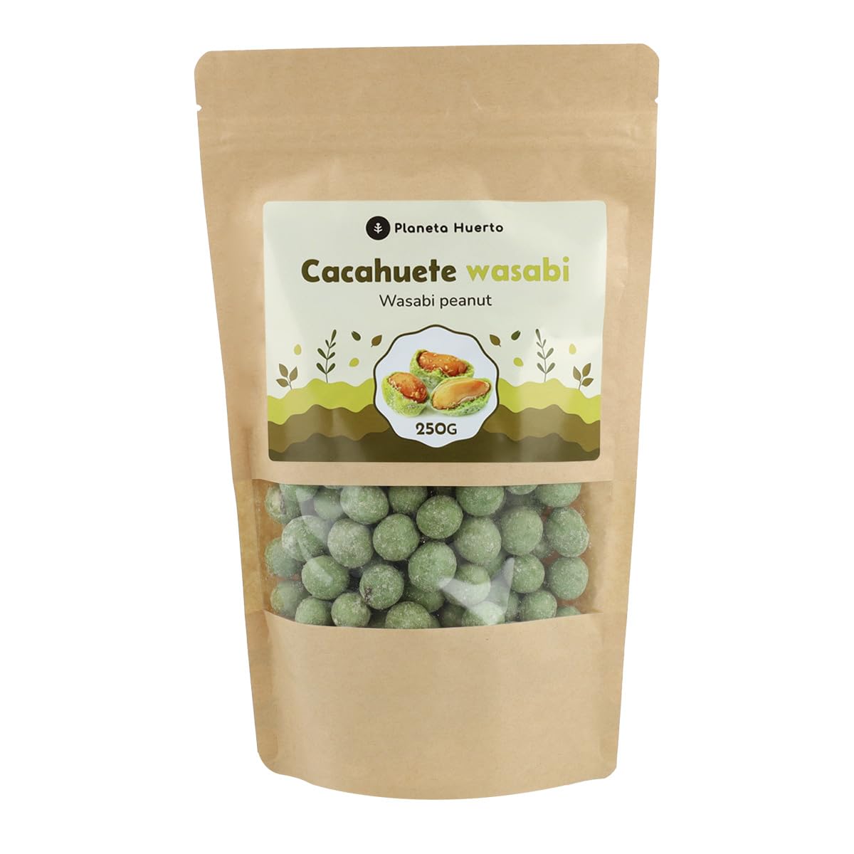 PLANETA HUERTO | Guisante Wasabi 250 g - Aperitivo Crujiente con Sabor Picante y Aromático