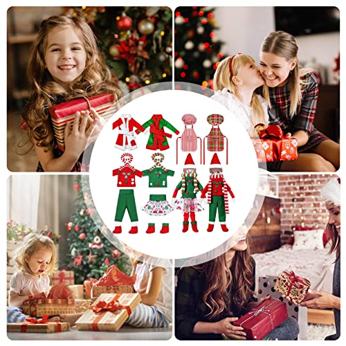 Acessórios de duende de Natal | Conjunto de Roupas com Saco de Dormir Xadrez de Natal | Conjunto de