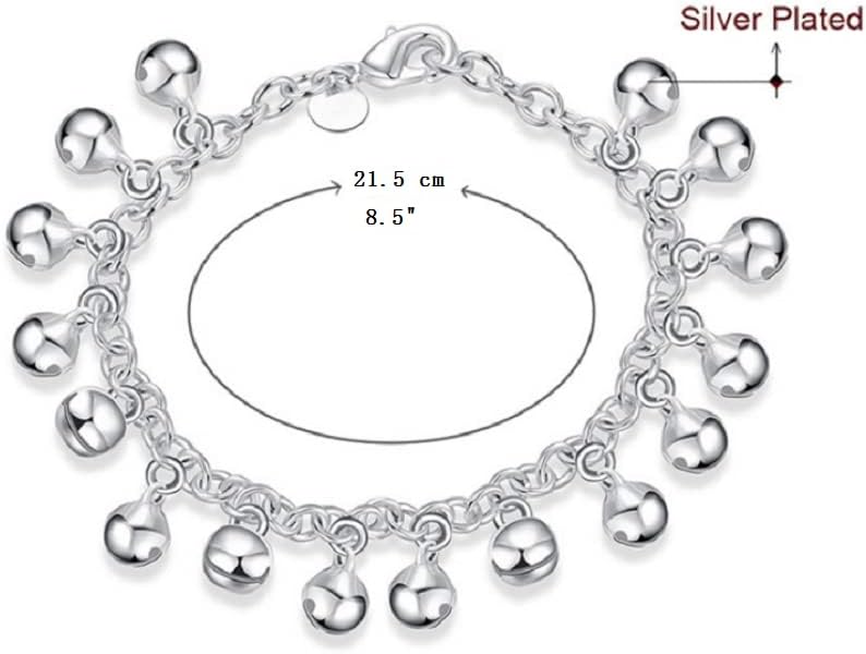 925 Silver Bell Bracelet Anklet Adjustable for Women Musical Instruments Gift Jingle Bells Bead Charm Bracelet Lady Jewelry 8.5" - Image 5