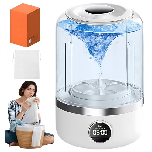 Wireless Washing Machine, Portable Rechargeable Mini Washing Machine for Underwear, Portable Underwear Washer Mini, Cordless Small Laundry Machine Ideal for Home,Travel,Camping (Deluxe White)