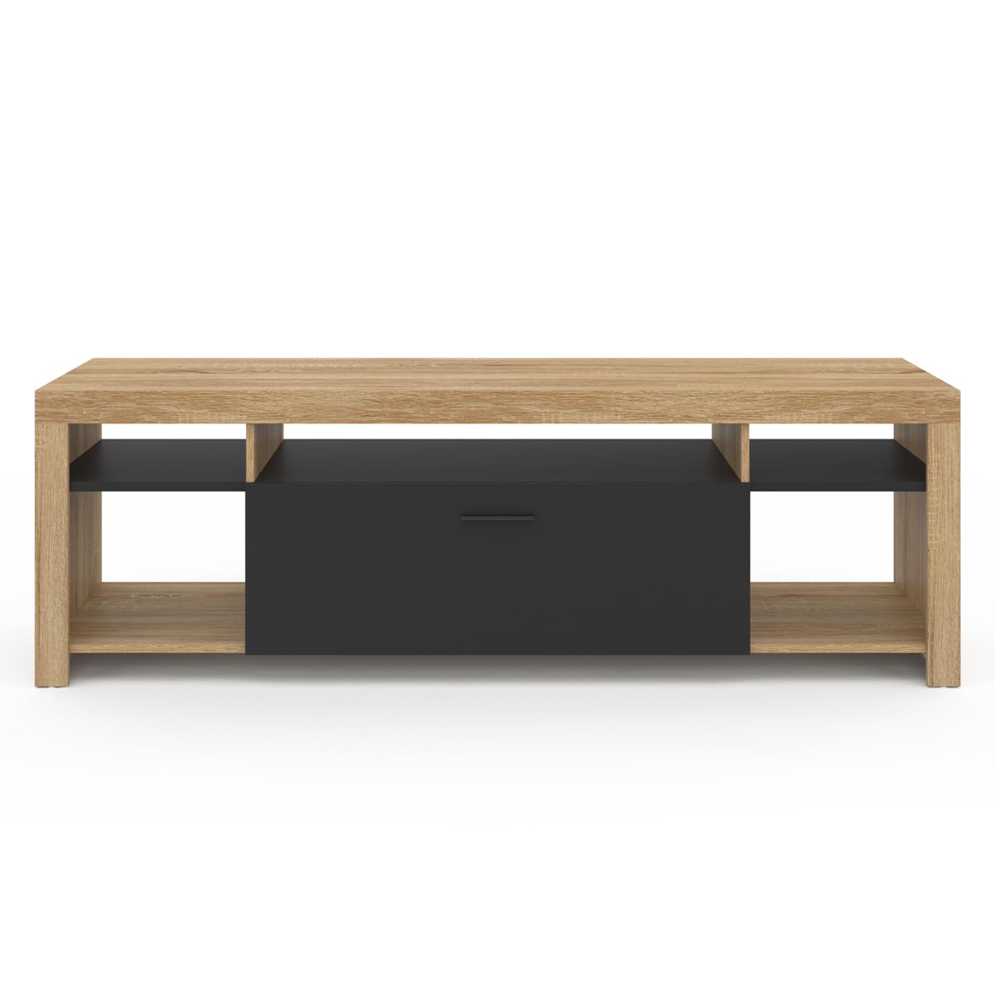 IDMarket - Meuble TV 140 cm Malo Bois et Placard Noir