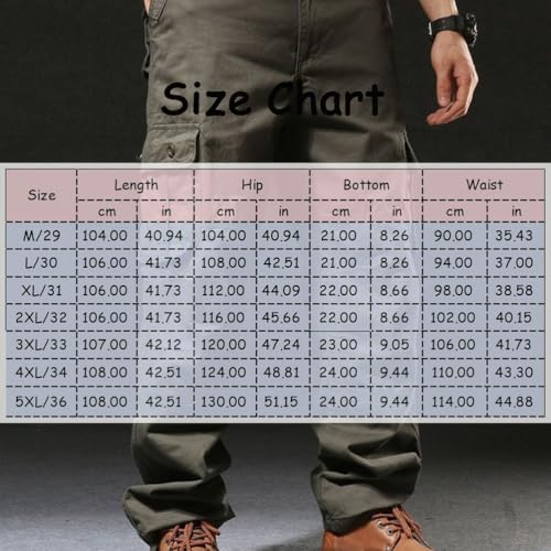 Men's Cotton Cargo Pants High Waist Loose Casual Straight Wide Leg Plus Size Streetwear Trousers with Pockets4
