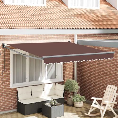 Auvent manuel marron en aluminium durable pour façade de maison - 2