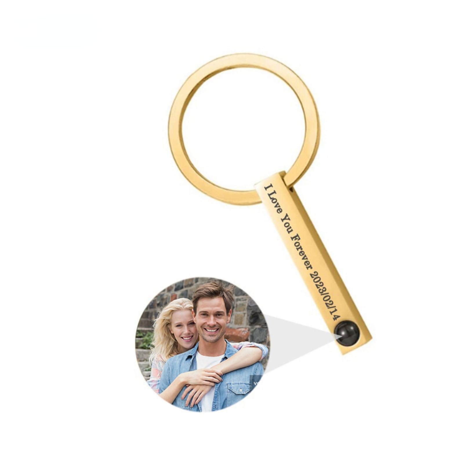 Personalized Photo Projection Keychain Custom Heart Photo Keyring Projection Keychain for Women Anniversary Memorial Gifts (gold-4,1PCS)