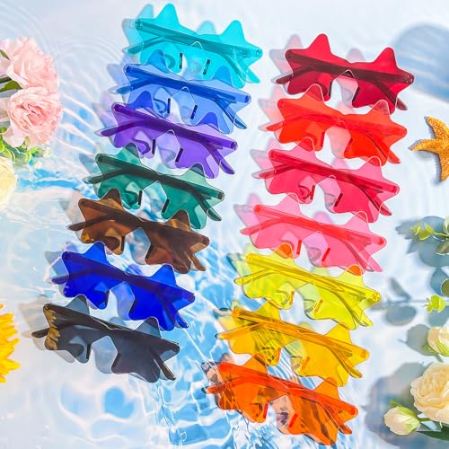Pibupibu 14 Pack Star Sunglasses Bulk, Fun Rimless Star Glasses for Women Party Favors3