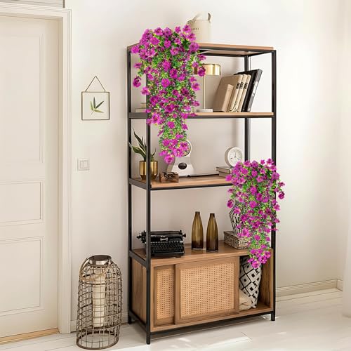 Miniatura 8 de 4 Piezas De Flores Artificiales Colgantes Exteriores, 77cm A Los Rayos Uv Resistentes Artificiales Plantas Para Jardines, Balcones, Patio, Paredes, Inicio Cocina Decoración Morado
