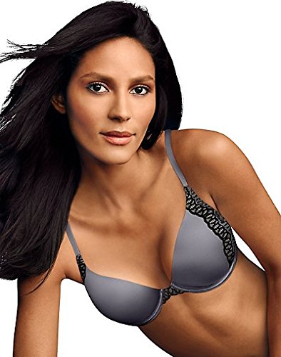 Maidenform Women's One Fab Fit Embellished Scallop Neckline Demi Bra, Black/Body Beige,36D - Image 3
