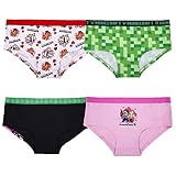 Minecraft Girls' 100% Underwear and Super Soft Hipster in Size 4, 6, 8, 10, 4-Pack Cotton-Polyester Blend