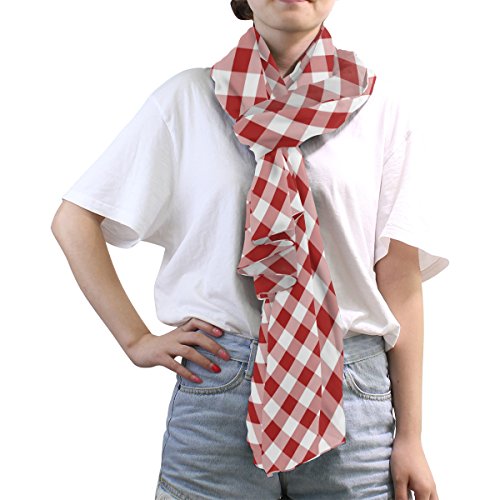 ALAZA White Red Gingham Plaid Sheer Scarves Shawl Wrap Women Infinity Oblong Chiffon Scarf for Outdoor3