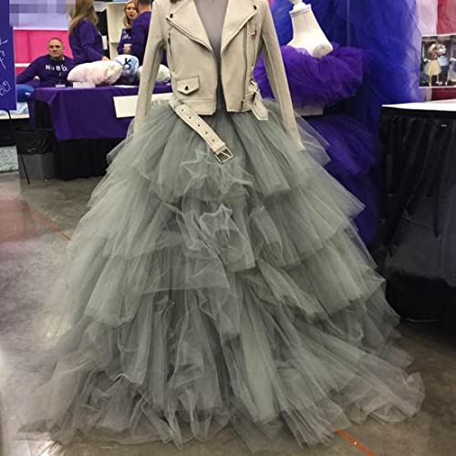 WDPL Women's A-line Maxi Full Length Puffy Layerd Orchid Tulle Skirt2