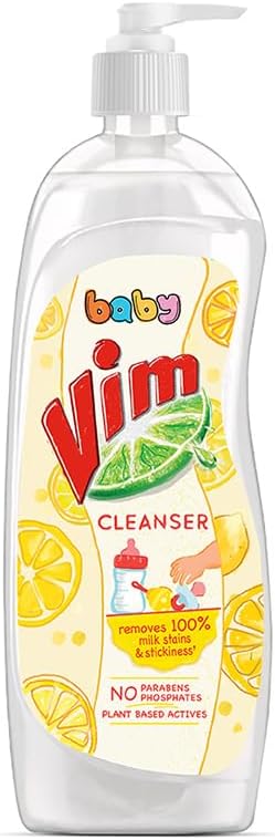 VimBaby Dishwash Liquid, Removes 100% Milk Stains and Odours, Plant-Based actives, Paraben and Phosphate free, Safe for Child-Utensils, 500ml