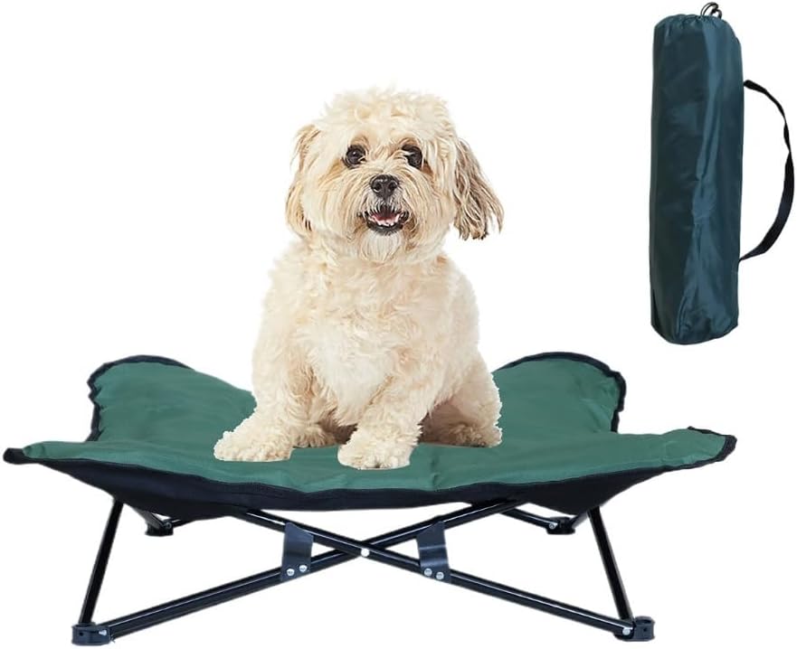 Portable Elevated Dog Bed Foldable Pet Camping Bed Outdoor Travel Cat and Dog Bed Made of Breathable and Fabric Lightweight and Easy to Carry (Orange)