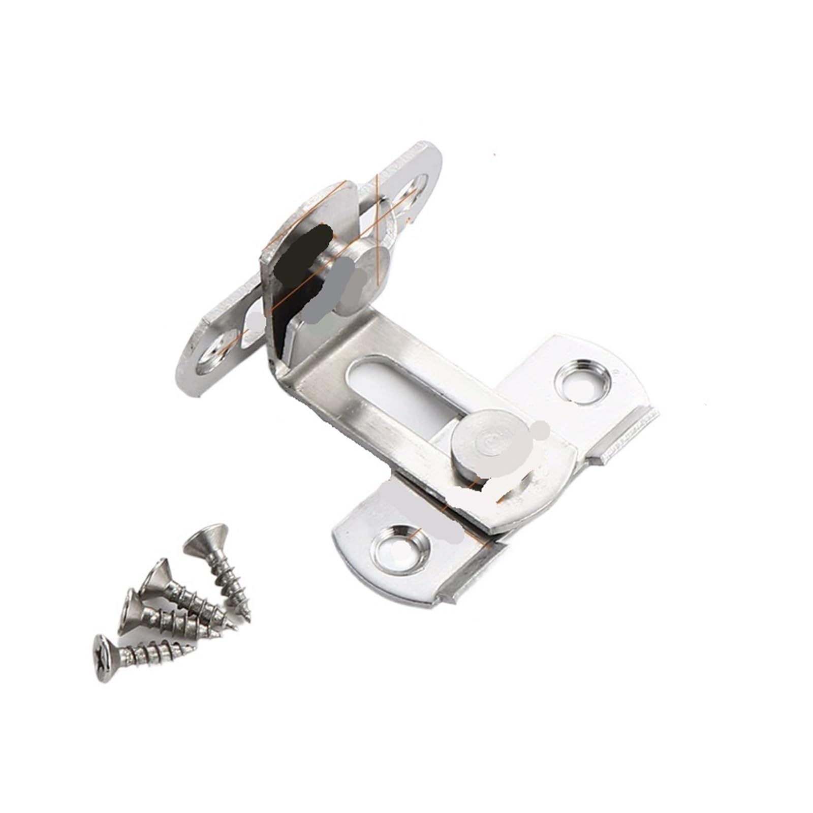 Hasp and Staple, Door Padlock Hasp Latch Bolt Toggle Stainless Steel 3 inch Silver Black 90 180 Degree(Silver 90 Degree)