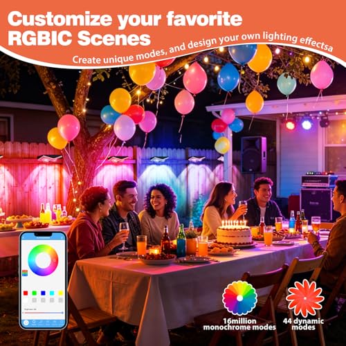 Implimage Outdoor Fence Lights Plug in, 100FT LED Fence Lights, App & Remote Control, 100 Scene Modes, IP67 Waterproof Outdoor Lights for Backyard, Patio, Deck - Brighter Than Solar Lights — view 2