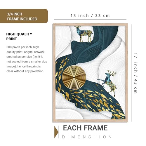 Image of kotart Aesthetic Modern Wall Decor Paintings with Frame for Home Decoration - Painting for Living Room Bedroom - Painting for Wall Decoration Set of 4 (Art 5, Big (13x17 or 13x13 inch))