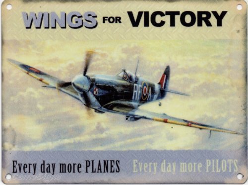 WINGS FOR VICTORY Metal Enamel Advertising Wall Sign (LARGE 400mm X 300mm) by Original Metal Sign Co