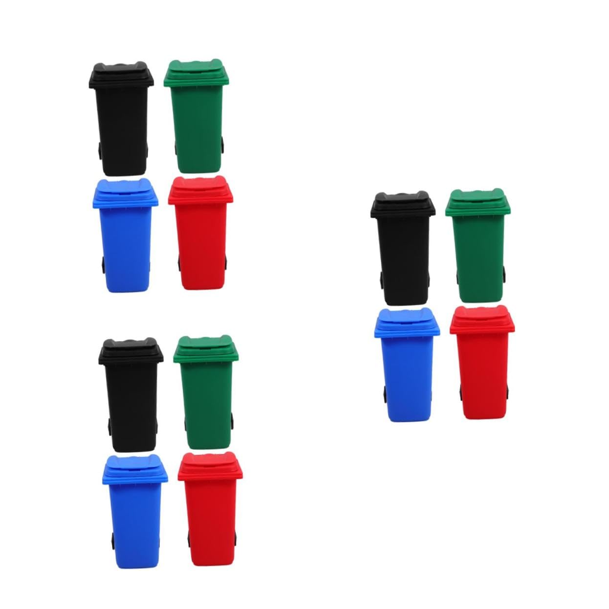 Operitacx 12stücke Mini Mülleimer Für Schreibtisch Schwarz Blau Grün Rot Kawaii Abfalleimer Mit Deckel Und Stylischer Stiftehalter Und Aufbewahrung Für Bürobedarf