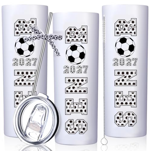 SiliFine 3 Pcs Soccer 2027 Senior Night Gift 20 oz Soccer Tumblers Cups