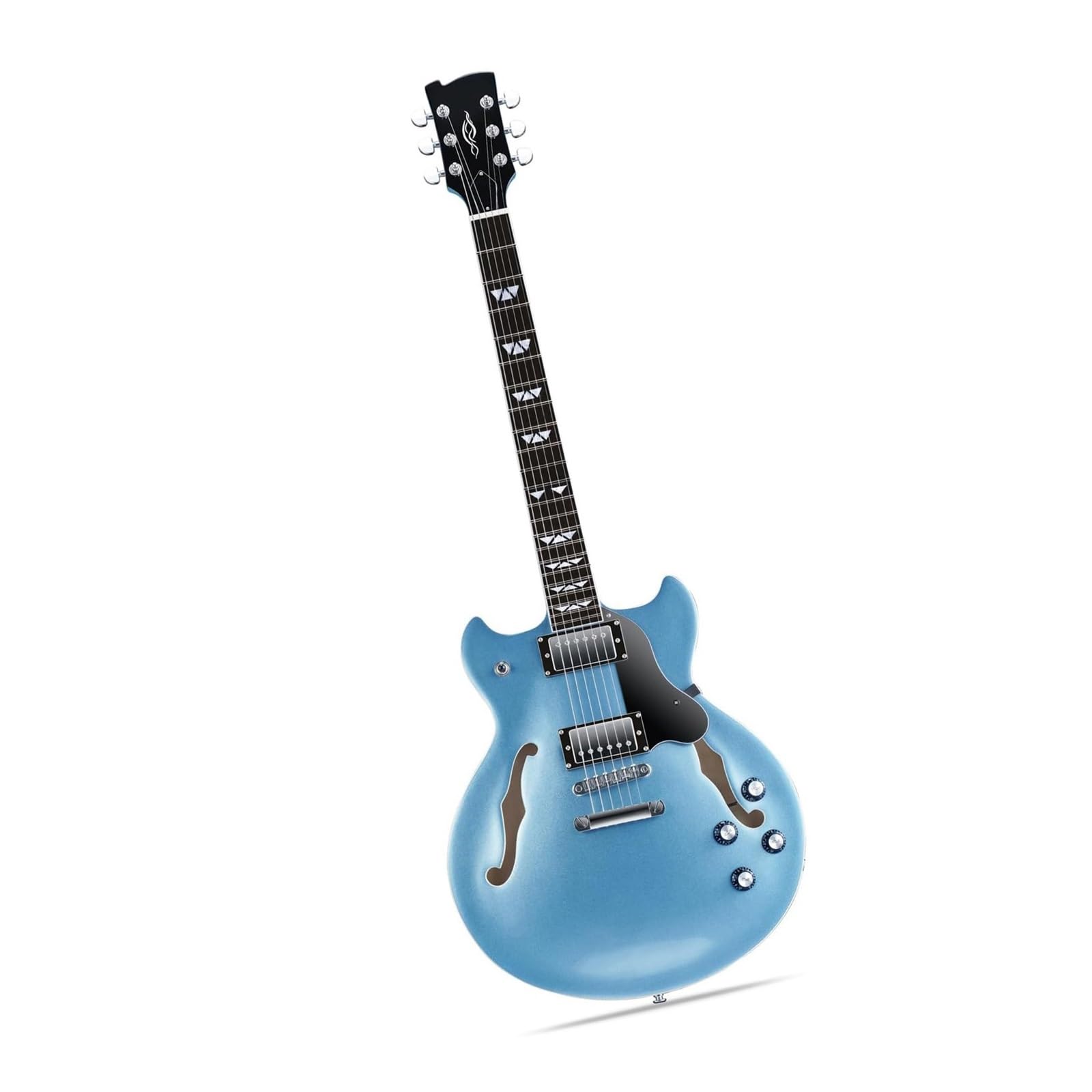 Kolorowa Gitara Elektryczna 6 Strun Semi Hollow Body Podwójne Przetworniki Humbucker(Blue)