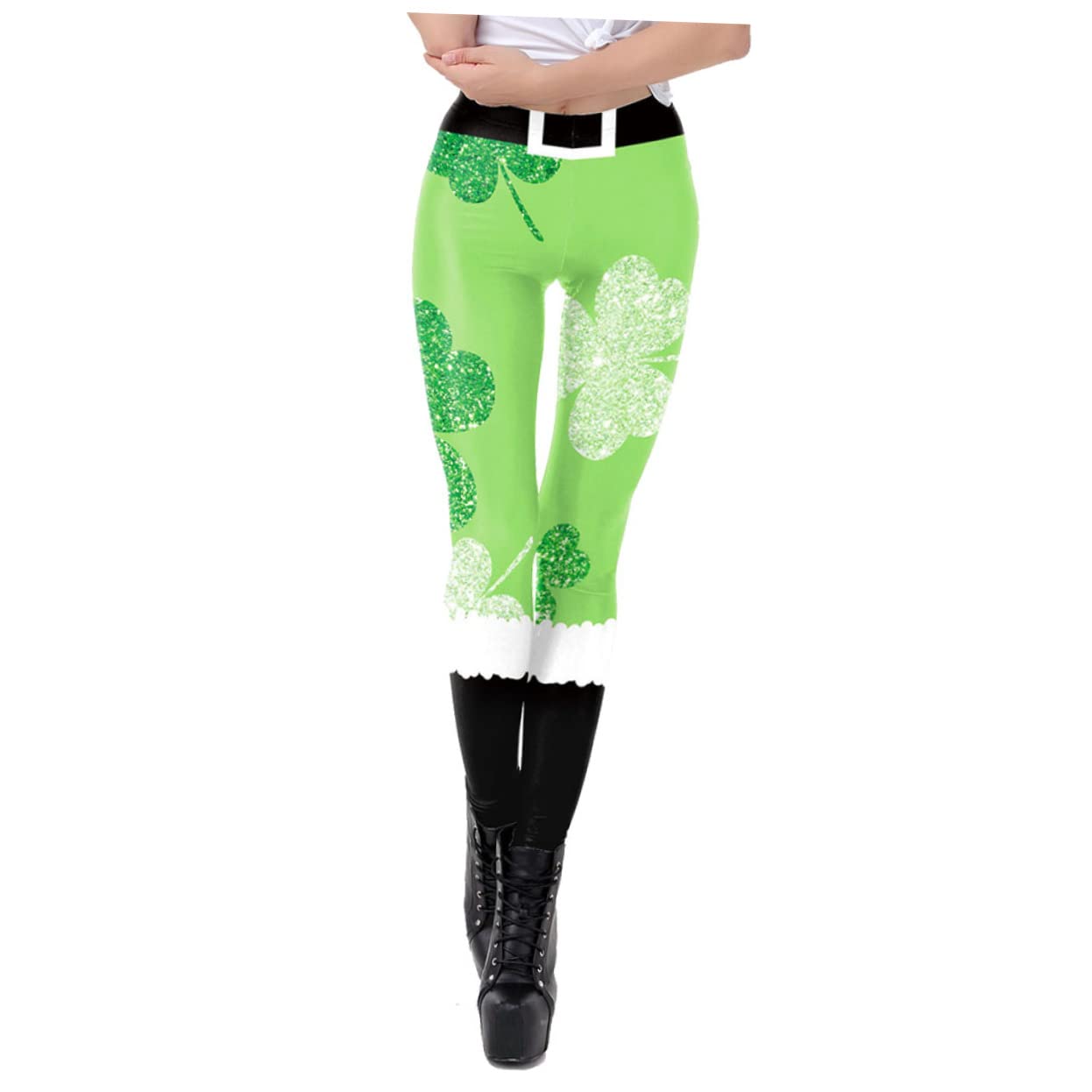 ERINGOGO Girls Yoga Pants Ladies Leggings Maternity Legging Irish Leggings Shamrock Pants Halloween Workout Leggings Sports Leggings for Women Fitness Leggings Shamrock Yoga Leggings Leaf