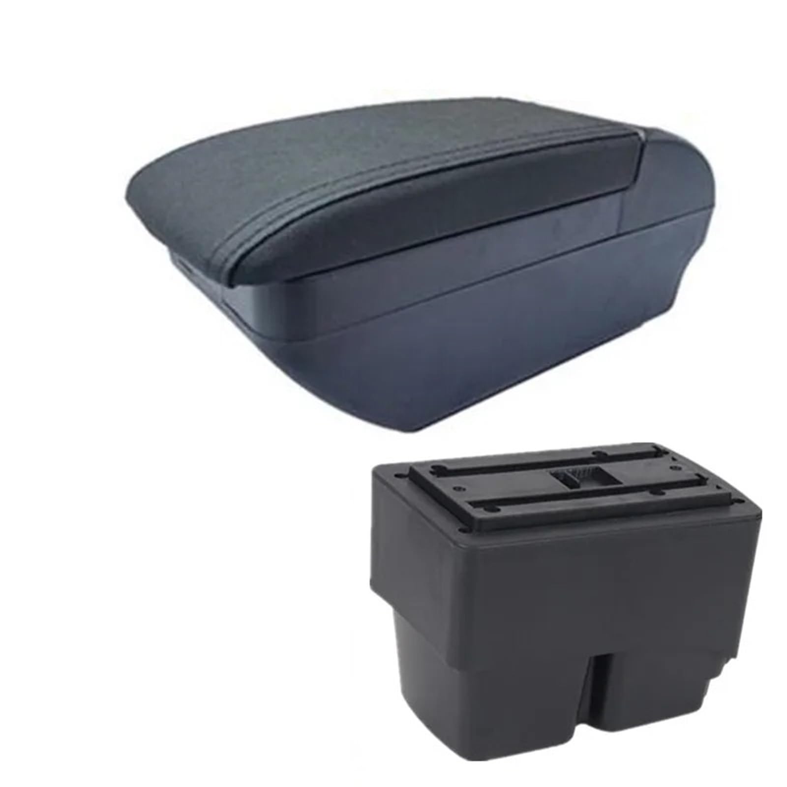 Hguvsjd Armrest Box For For Fiesta MK7 2009-2017 Armrest Storage Box Dedicated Retrofit Interior Accessories Car Armrests(F All Black No USB)
