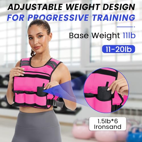 Image of VBSD Adjustable Weighted Vest for Women Men 4-10lb /11-20lb /20-32lb Vest with 6 Ironsand Weights Body Weight Vest with Reflective Strip for Running Walking Strength Training Workouts
