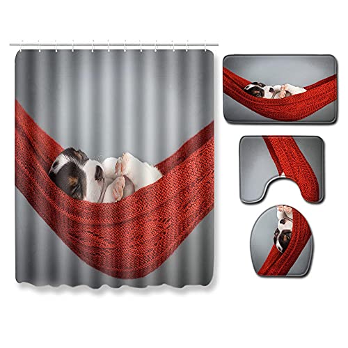Claean-Acces-Home Toilettendeckelbezug Katze Hundetoilette Boden Duschvorhang Vier-Teiliges Badetuch Tapisserei Schlafzimmer Teppich-Gg36_45*75Cm+180 * 180