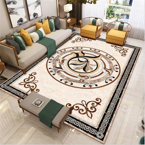 Tapis vintage imprimé 100x160cm beige brun pour la chambre