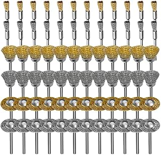 72PCS Wire Wheel Brush Set, Brass Coated Stainless Steel Wire Wheel,Pen Polish Cleaning Brush Kit for Removal Rust Corrosion Paint Polishing Compatible with 1/8inch(3mm) Shank Dremel Rotary Tool