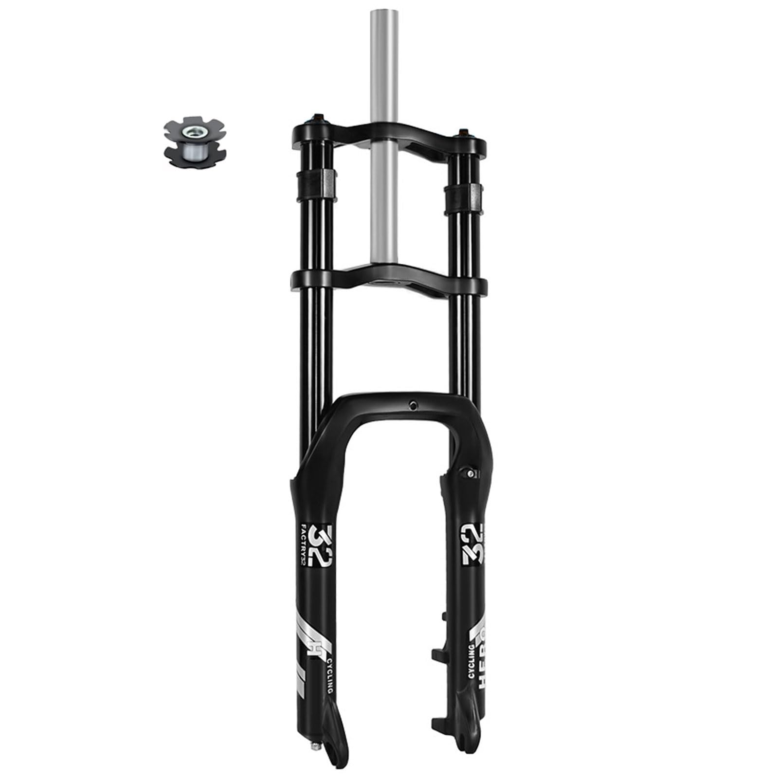 Forcella Bici Elettrica 20 26 Pollici, Doppia Spalla 28,6mm Tubo Dritto Forcella Anteriore for Bicicletta da Spiaggia/Neve Pneumatico da 4,0 Pollici Freno a Disco Escursione 160mm