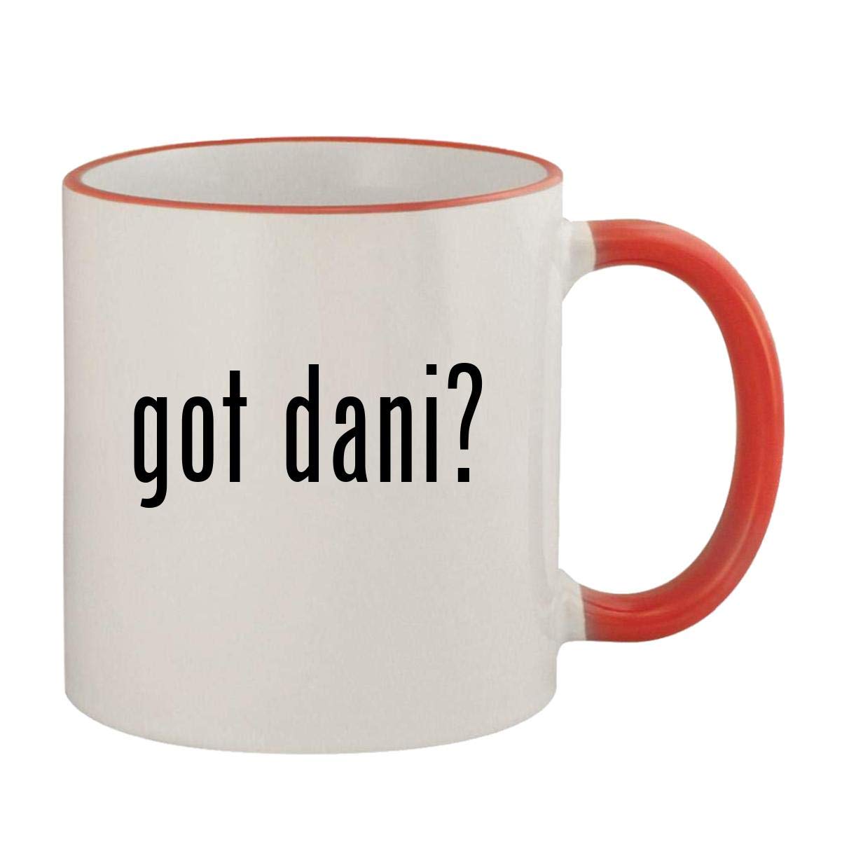got dani? - 11oz Ceramic Colored Rim & Handle Coffee Mug, Red