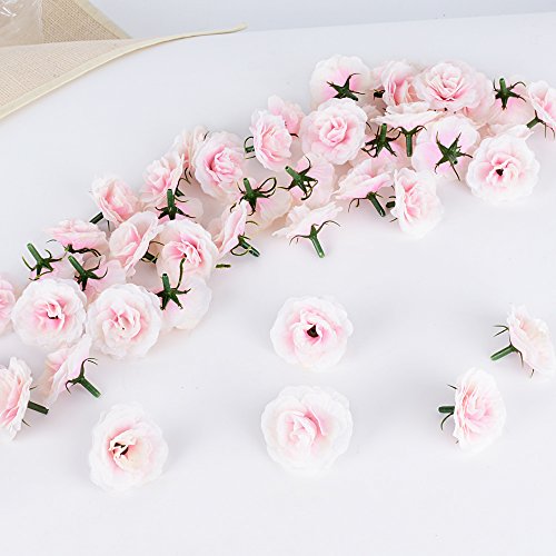 50 pz Teste di Rose Fiori Artificiali Seta Rosa