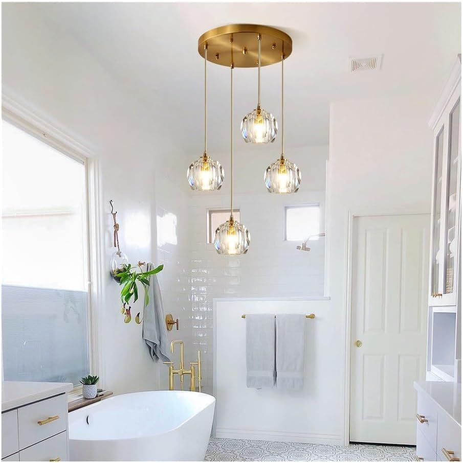 Lustre moderne cuivre ajustable pour hauts plafonds et escalier - 4