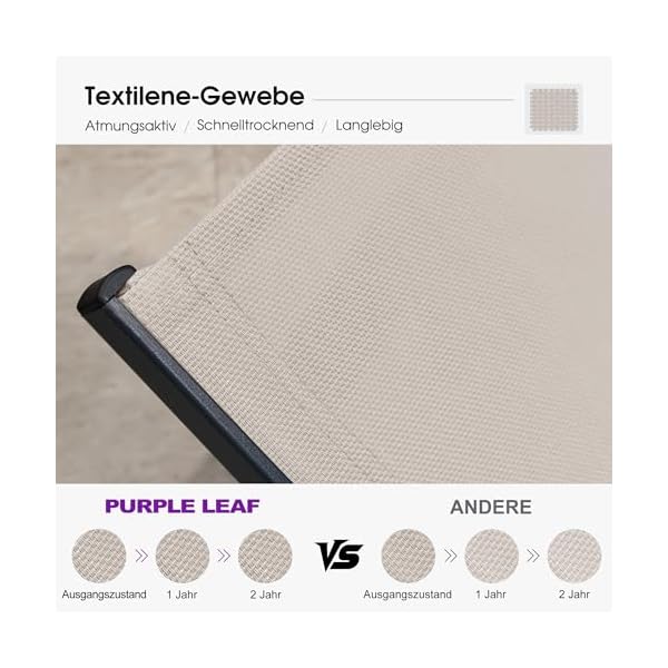 PURPLE LEAF Sonnenliegen 2er-Set mit Beistelltisch Beige