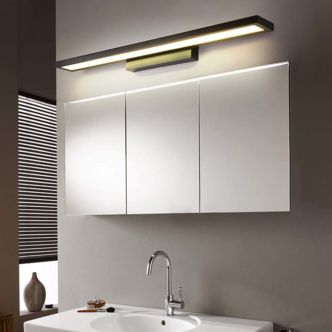 Spiegelleuchte, moderne LED-Spiegelleuchten für Schminktischleuchten, schwarzes Aluminium, für Badezimmerbeleuchtung, Leuchten für Wandspiegellampe für Badezimmer, schwarzes/weißes Licht, 40 cm Badez